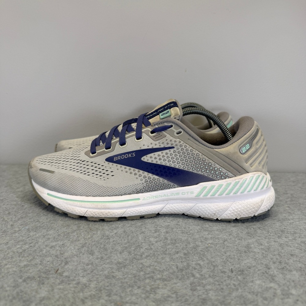 Brooks Adrenaline GTS 22 Womens Shoes Size 8.5 Grey Running Sneakers 1203532A045
